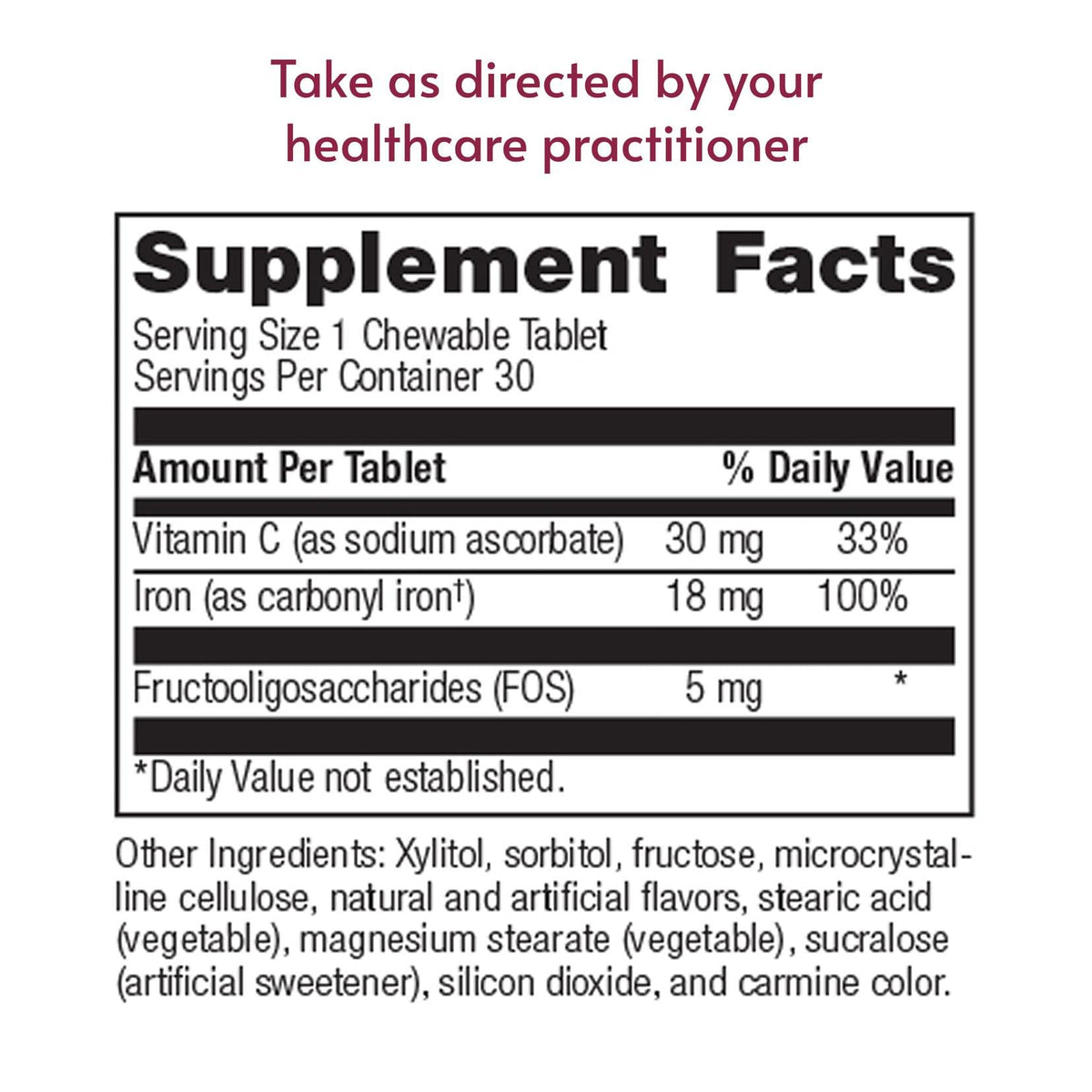 Bariatric Advantage Fer 18 mg, comprimés sur une surface blanche