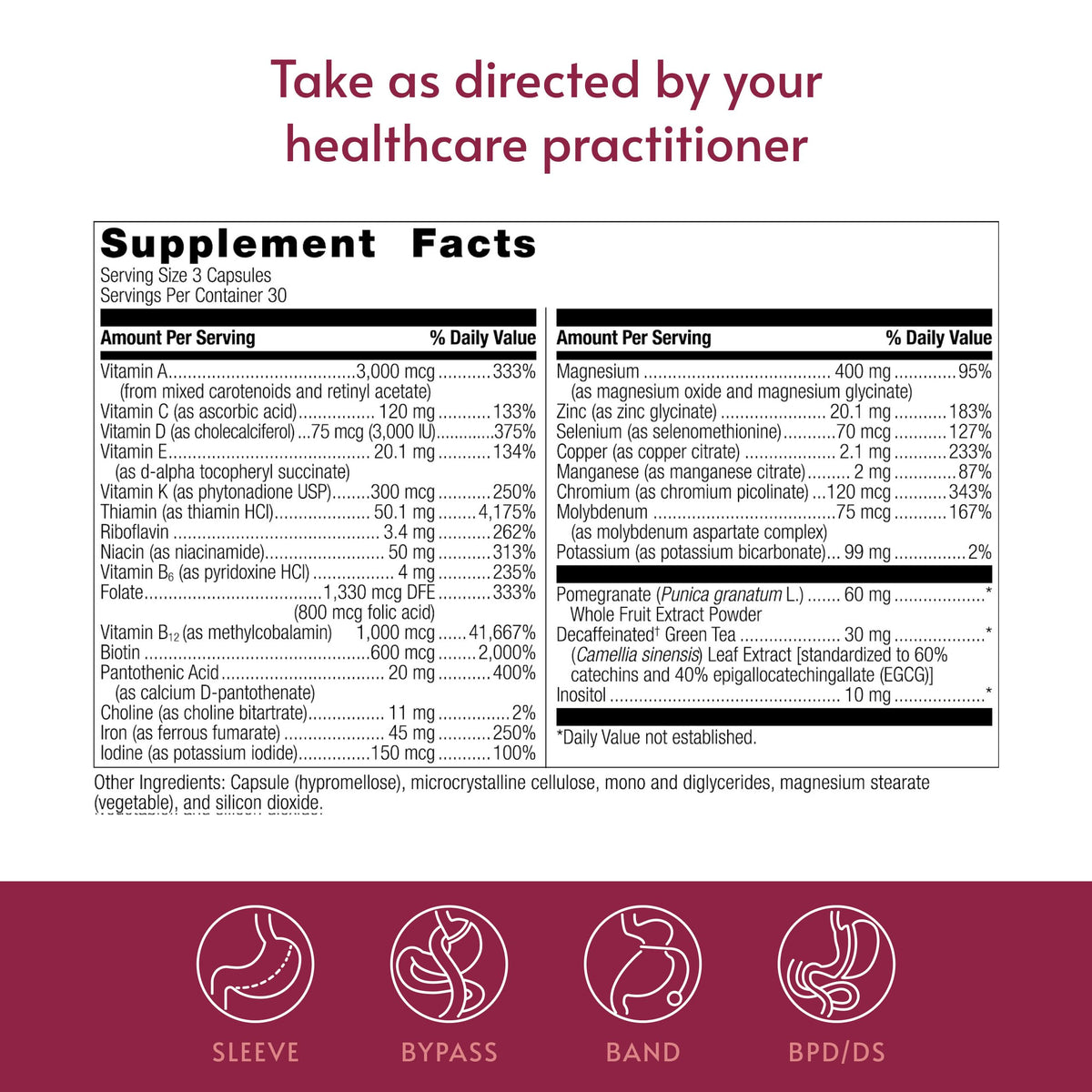 Bariatric Advantage Multivitamine Ultra vue de côté