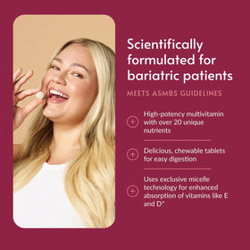 Bariatric Advantage Multivitamines à Croquer Fraise avec un comprimé visible