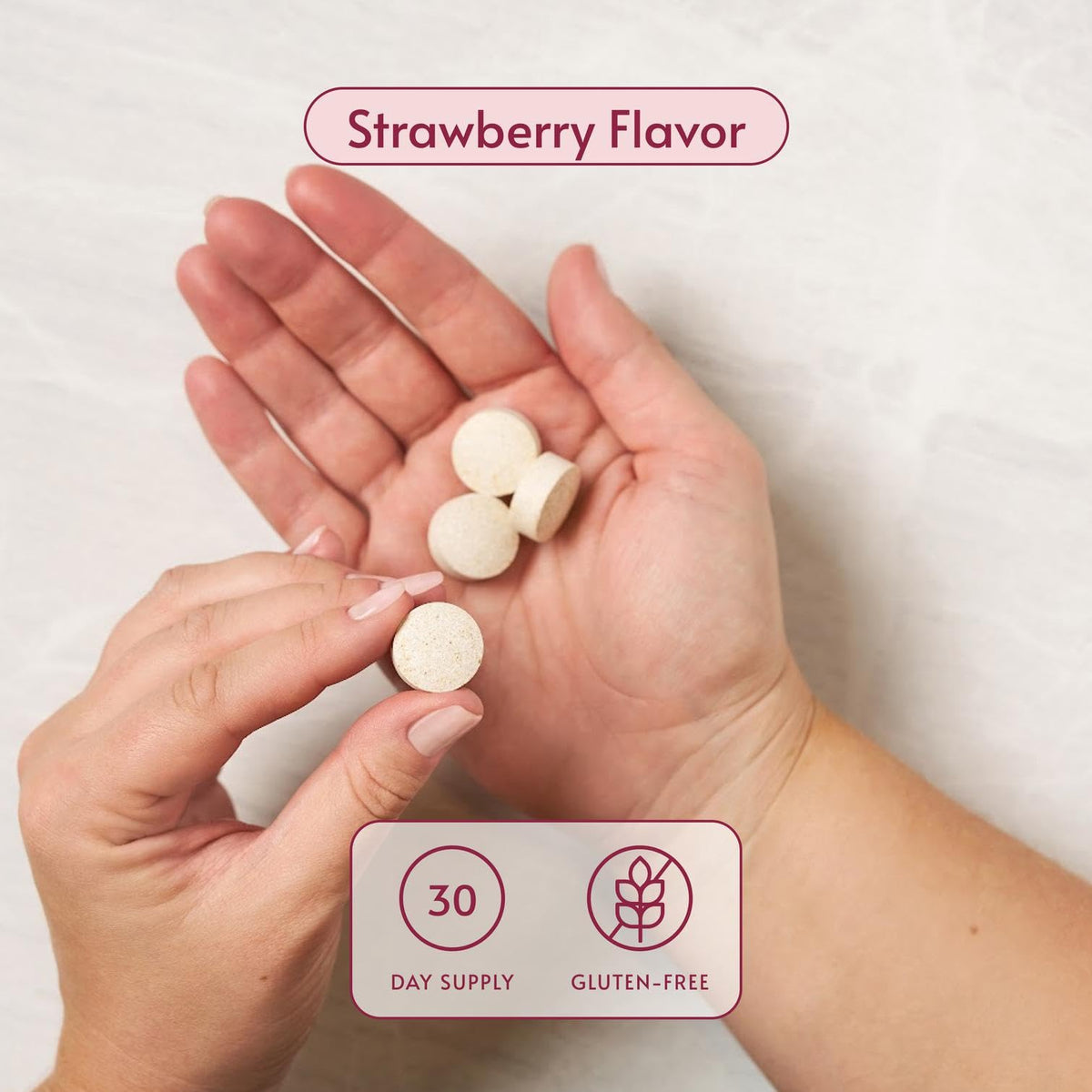 Bariatric Advantage Multivitamines à Croquer Fraise sur une surface en bois