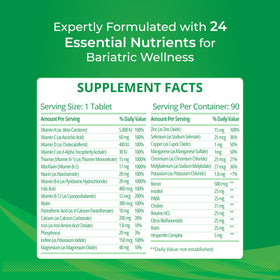 Bariatric Best Multivitamine, vue arrière de l'emballage