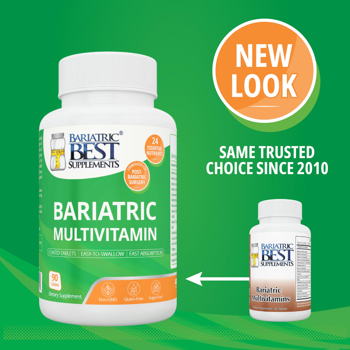 Bariatric Best Multivitamine, vue latérale des comprimés