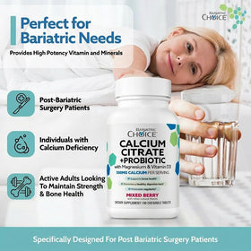 Bariatric Choice Calcium Citrate 500mg avec magnésium et vitamine D3