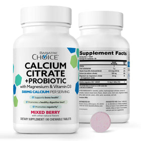 Bariatric Choice Calcium Citrate comprimés à mâcher 500mg vue de face