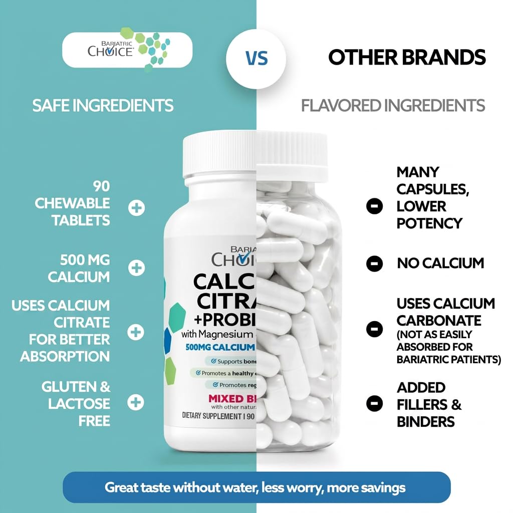 Bariatric Choice Calcium Citrate comprimés à mâcher dans un bol