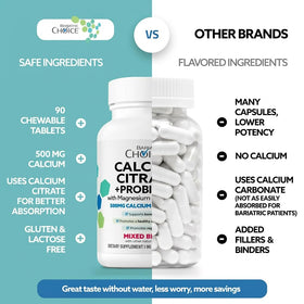 Bariatric Choice Calcium Citrate comprimés à mâcher dans un bol