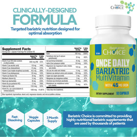 Bariatric Choice multivitamine quotidienne 45mg de fer en situation de prise