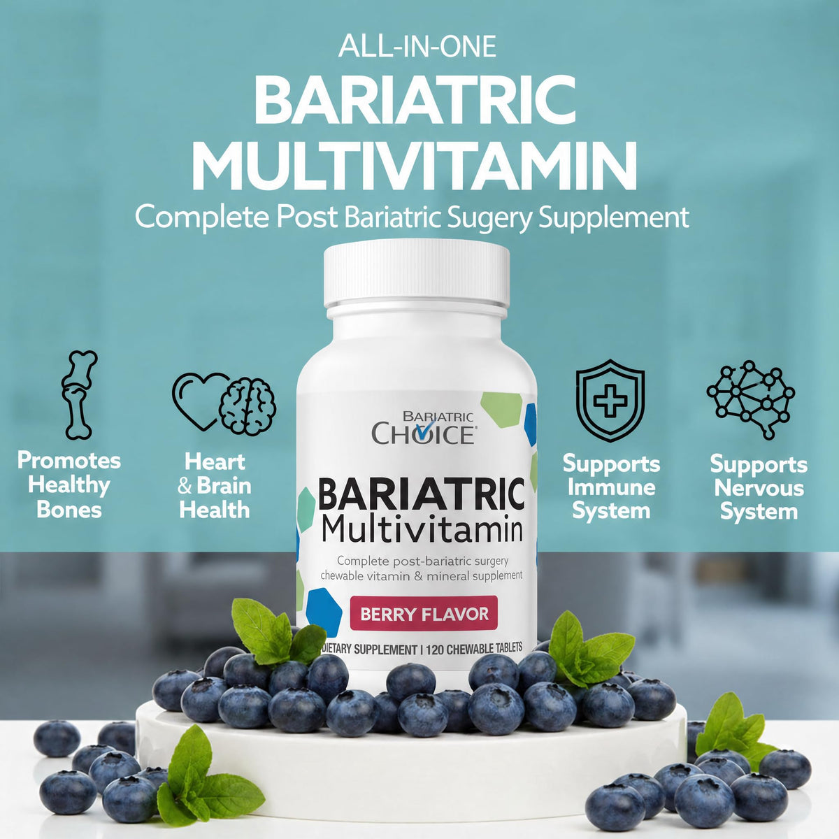 Bariatric Choice multivitamines mâchables avec fer et calcium, 30 jours