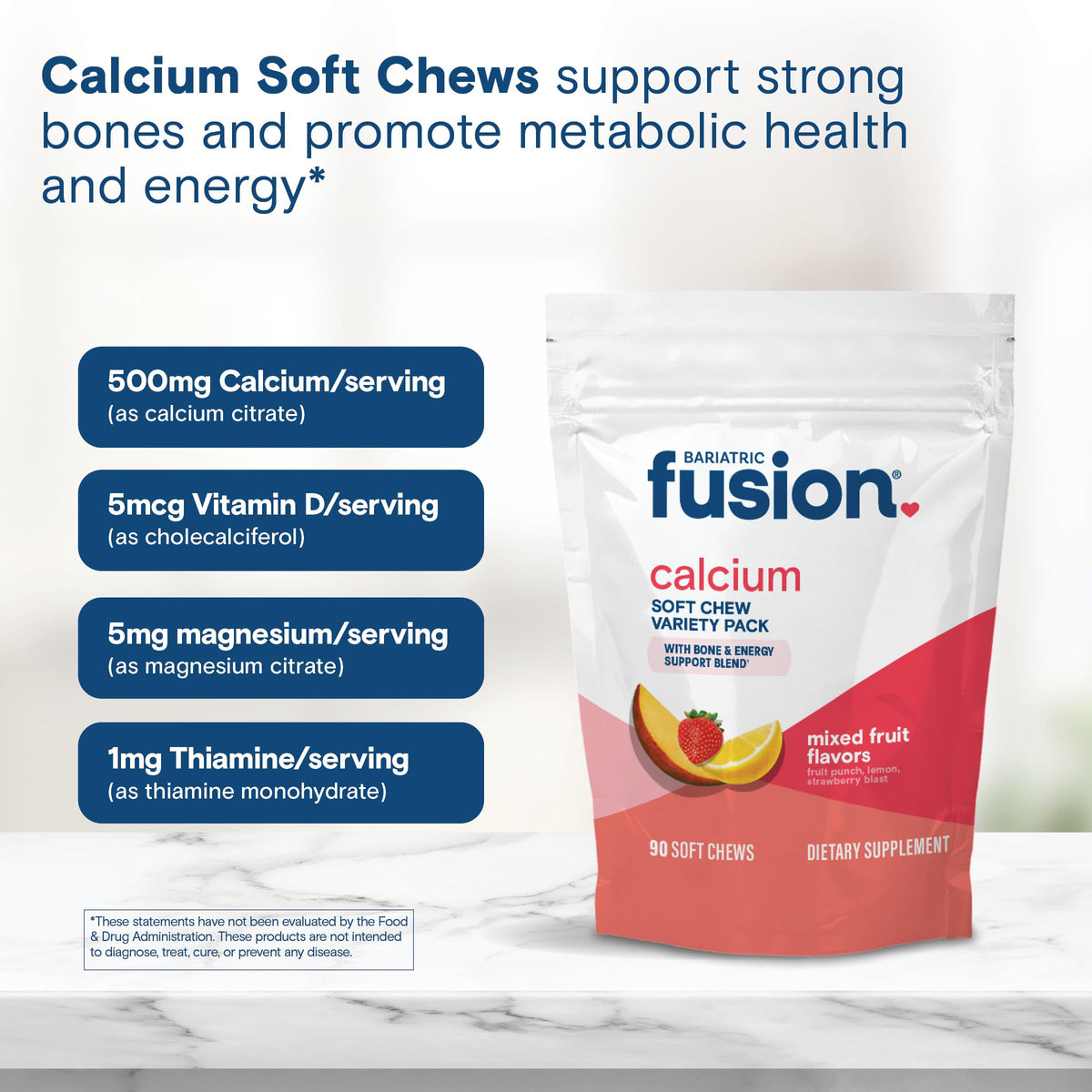 Bariatric Fusion chews de calcium 500mg dans une main
