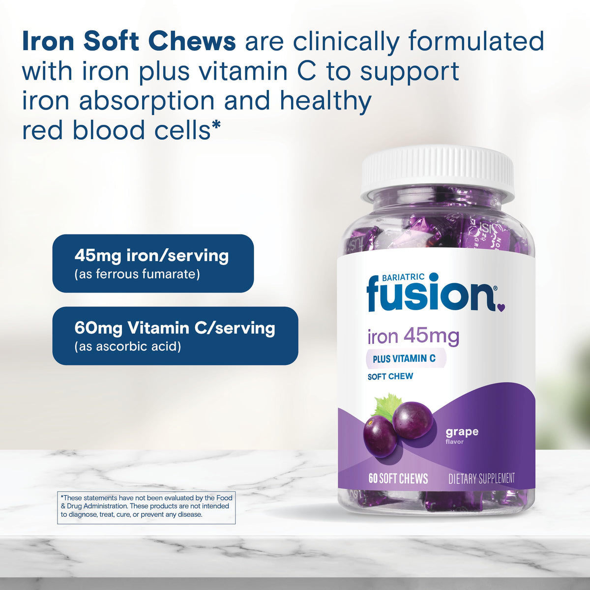 Bariatric Fusion Fer Chews - Vue arrière de l'emballage