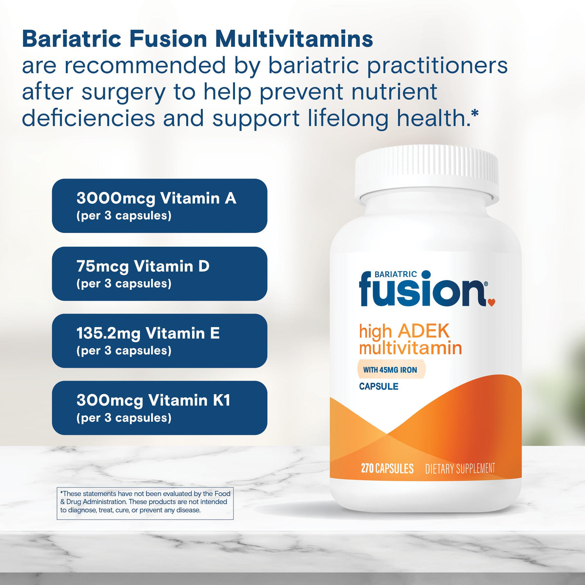 Bariatric Fusion Multivitamine ADEK capsules sur une cuillère
