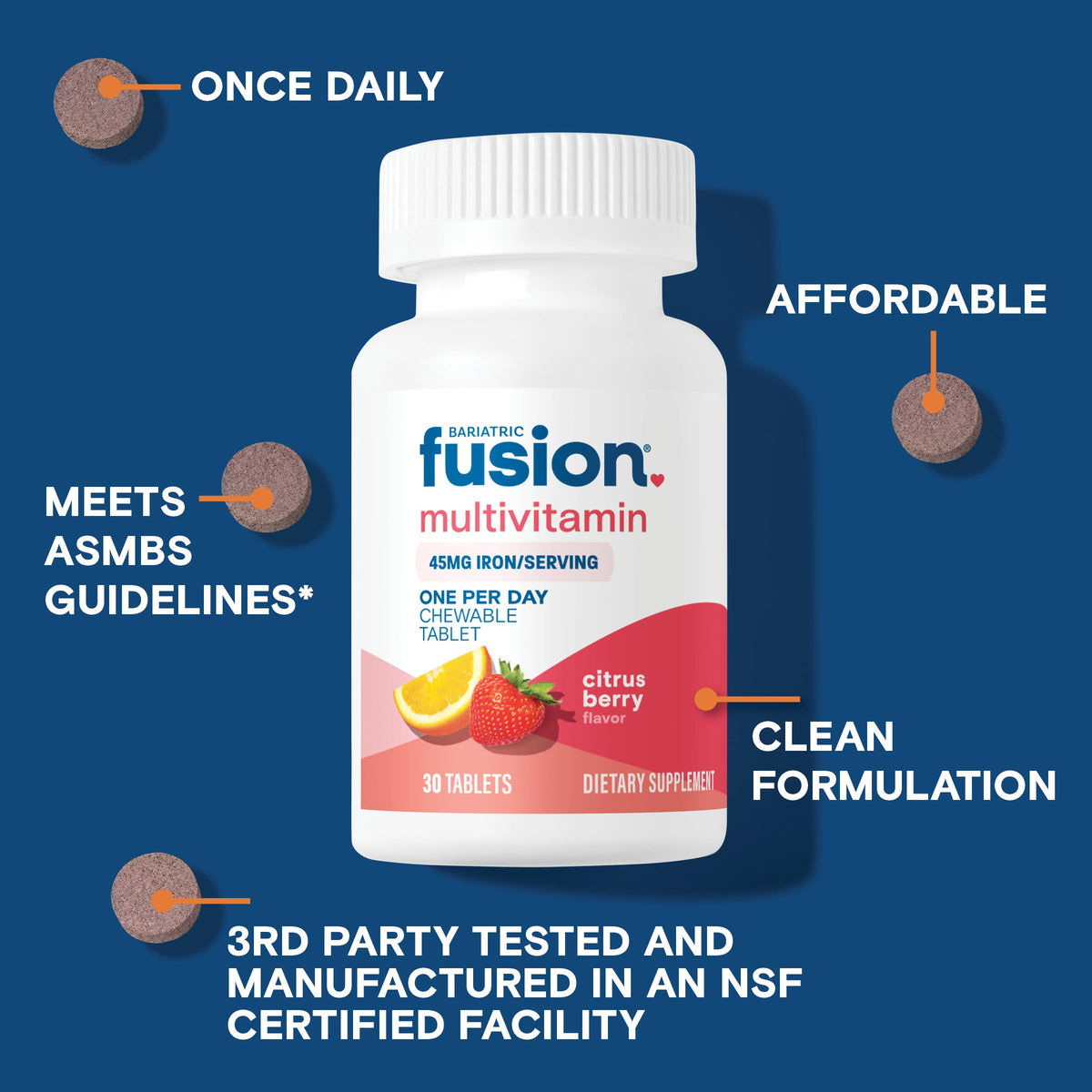 Bariatric Fusion Multivitamine Chewable avec Fer - comprimé