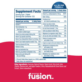 Bariatric Fusion Multivitamine Complet à Mâcher étiquette et informations nutritionnelles
