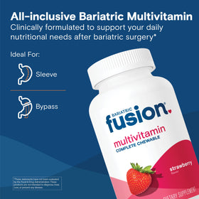 Bariatric Fusion Multivitamine Complet à Mâcher flacon ouvert avec comprimés