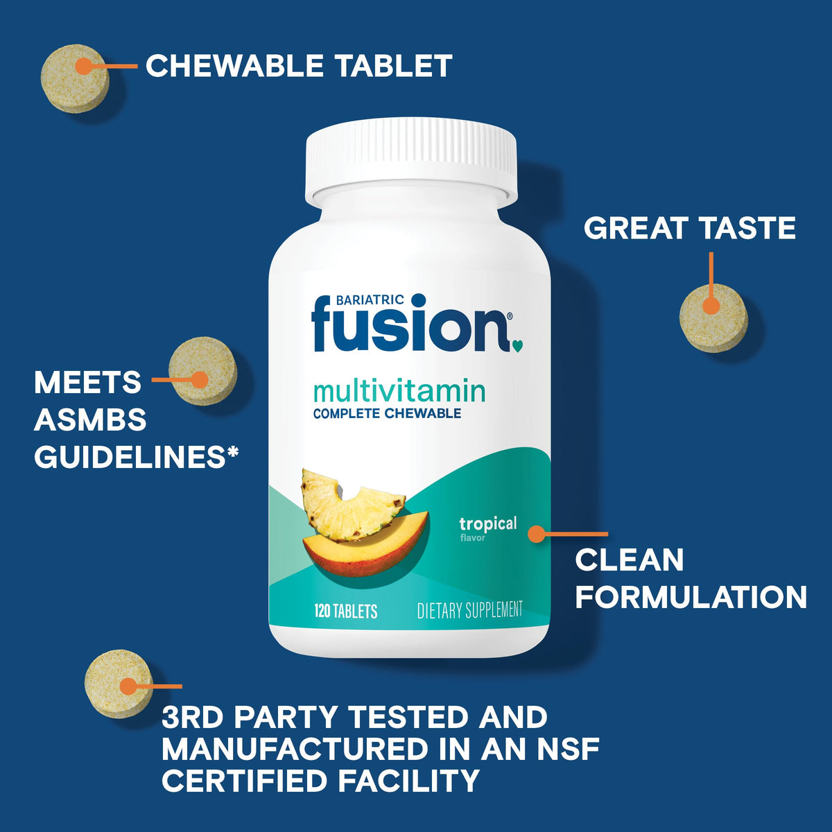 Bariatric Fusion Multivitamine Complet à mâcher packaging tropical