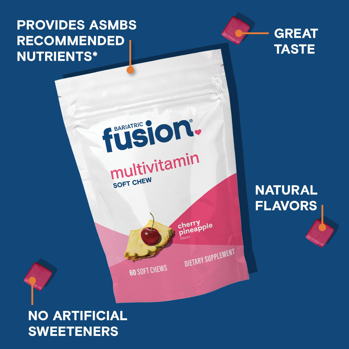 Bariatric Fusion Multivitamine Mâchable Cerise Ananas, prise en main des comprimés