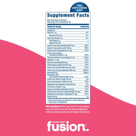 Bariatric Fusion Multivitamine Mâchable Cerise Ananas sur un fond neutre