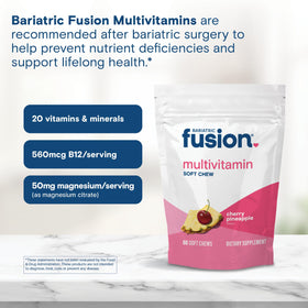 Bariatric Fusion Multivitamine Mâchable Cerise Ananas, vue de près des comprimés