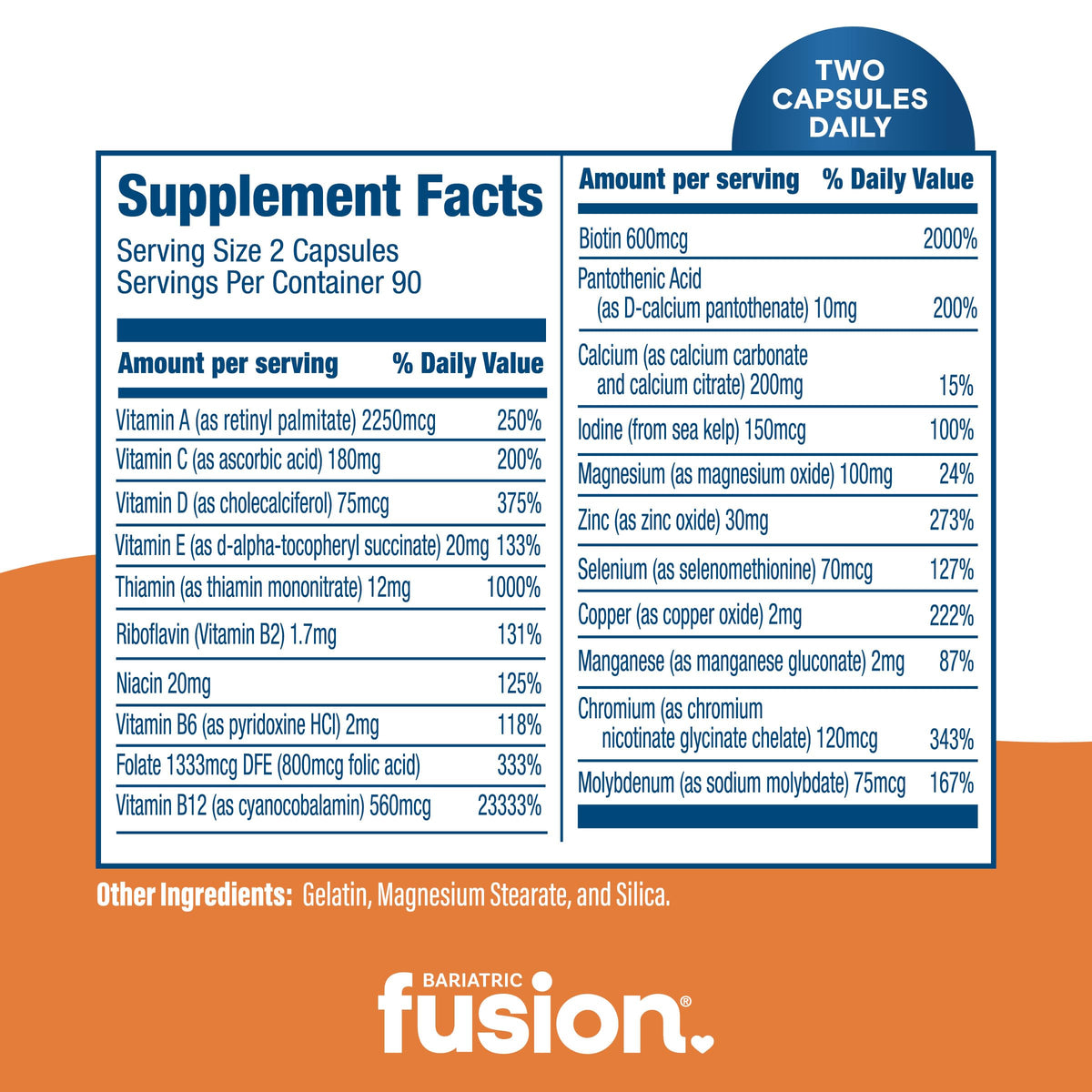 Bariatric Fusion Multivitamine Sans Fer 120 capsules en mode de vie actif