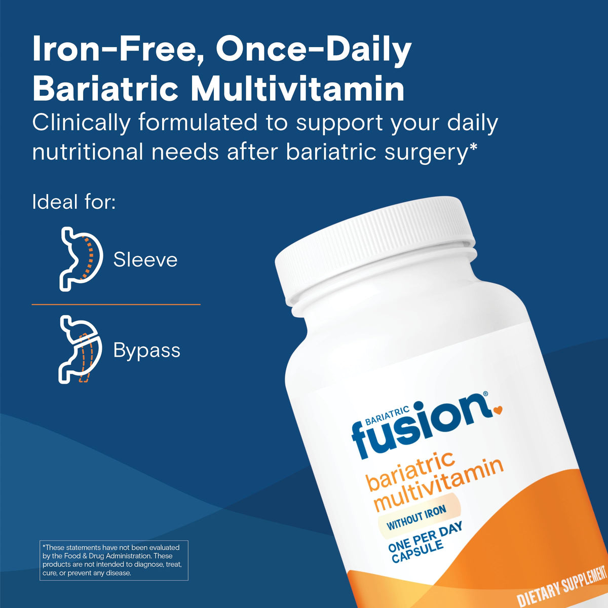 Bariatric Fusion Multivitamine sans Fer capsules sur fond blanc