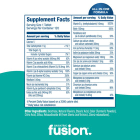 Bariatric Fusion Multivitamine vue arrière avec informations nutritionnelles
