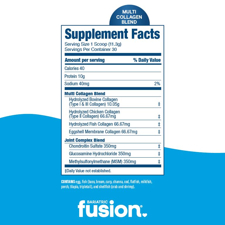 Bariatric Fusion Poudre de Collagène Multi 440g étiquette détaillée