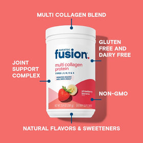 Bariatric Fusion Poudre de Protéine Multi Collagène Fraise Banane avec shaker