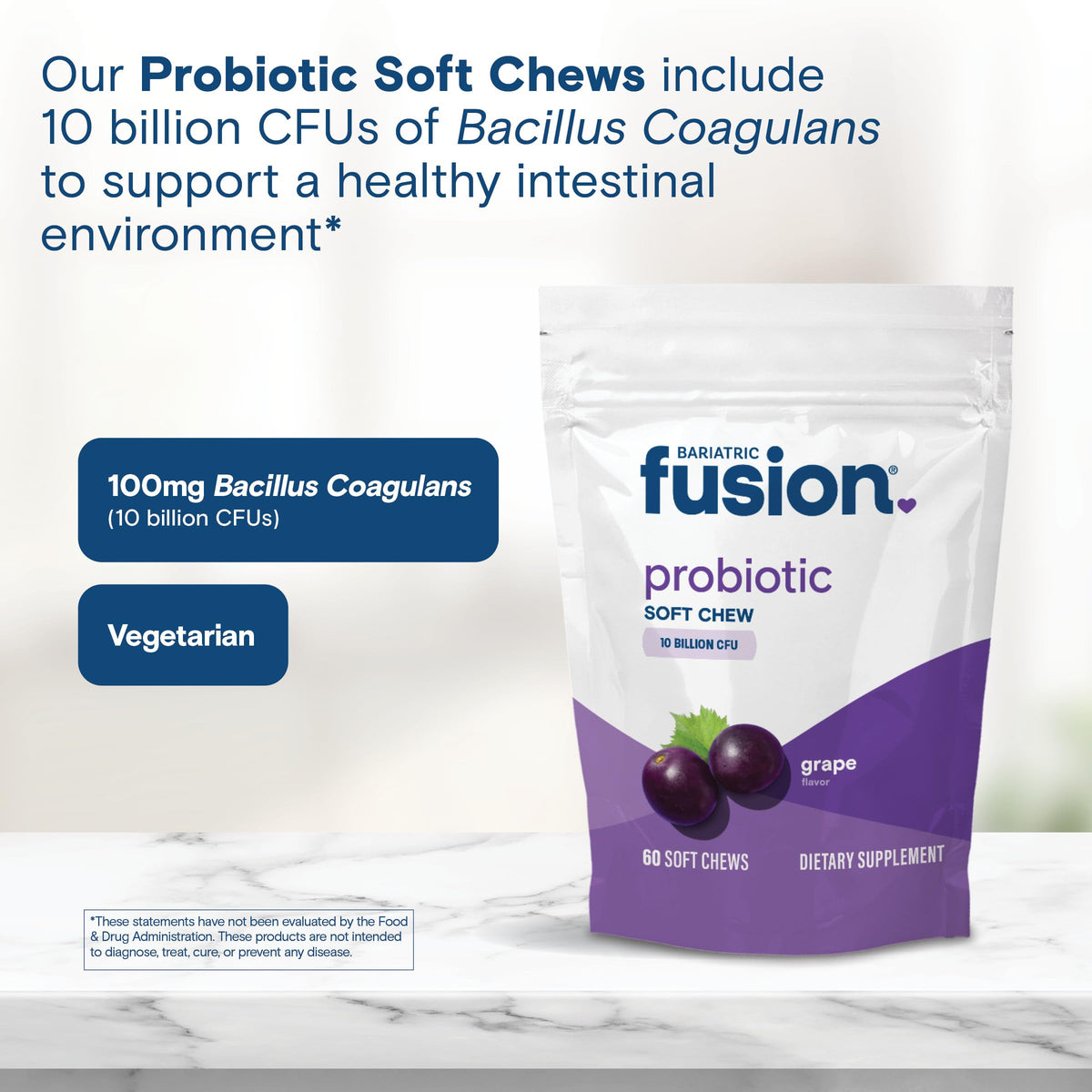 Bariatric Fusion Probiotiques Chewy 60 Compte chews sur une table