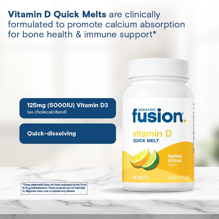 Bariatric Fusion Vitamine D3 5000 IU comprimés à dissoudre, comprimés dans un verre d'eau
