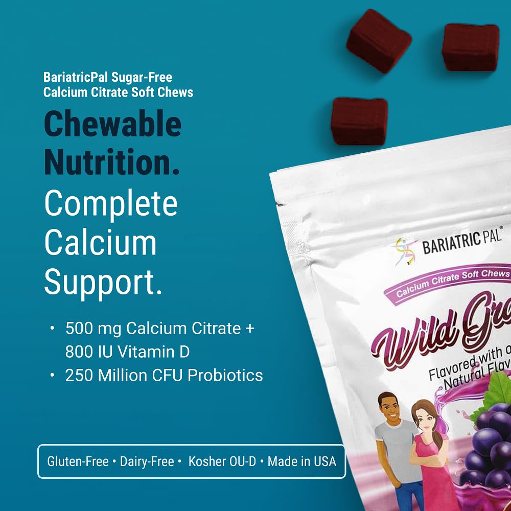 BariatricPal Calcium Citrate 500mg sans sucre - chews en gros plan