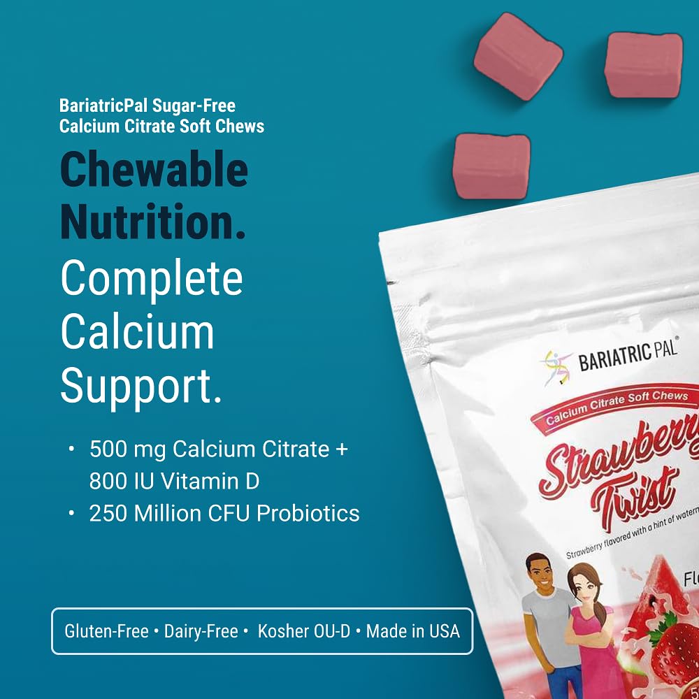BariatricPal Calcium Citrate Chews 500mg compote avec fraise