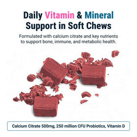 BariatricPal Chews Calcium Citrate 500mg avec étiquette nutritionnelle