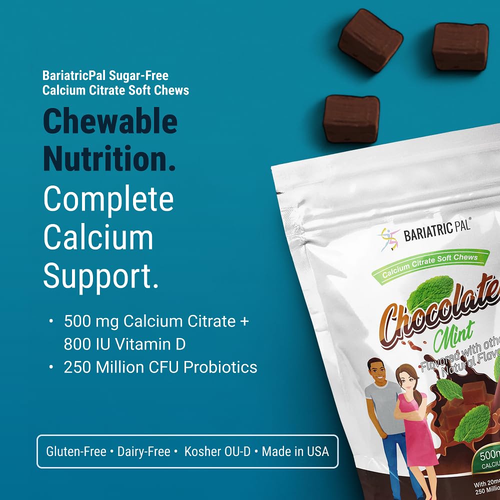BariatricPal Chews Calcium Citrate 500mg Chocolat Menthe sachet ouvert