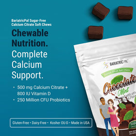 BariatricPal Chews Calcium Citrate 500mg Chocolat Menthe sachet ouvert
