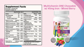 BariatricPal Multivitamin ONE comprimé à mâcher sur une main