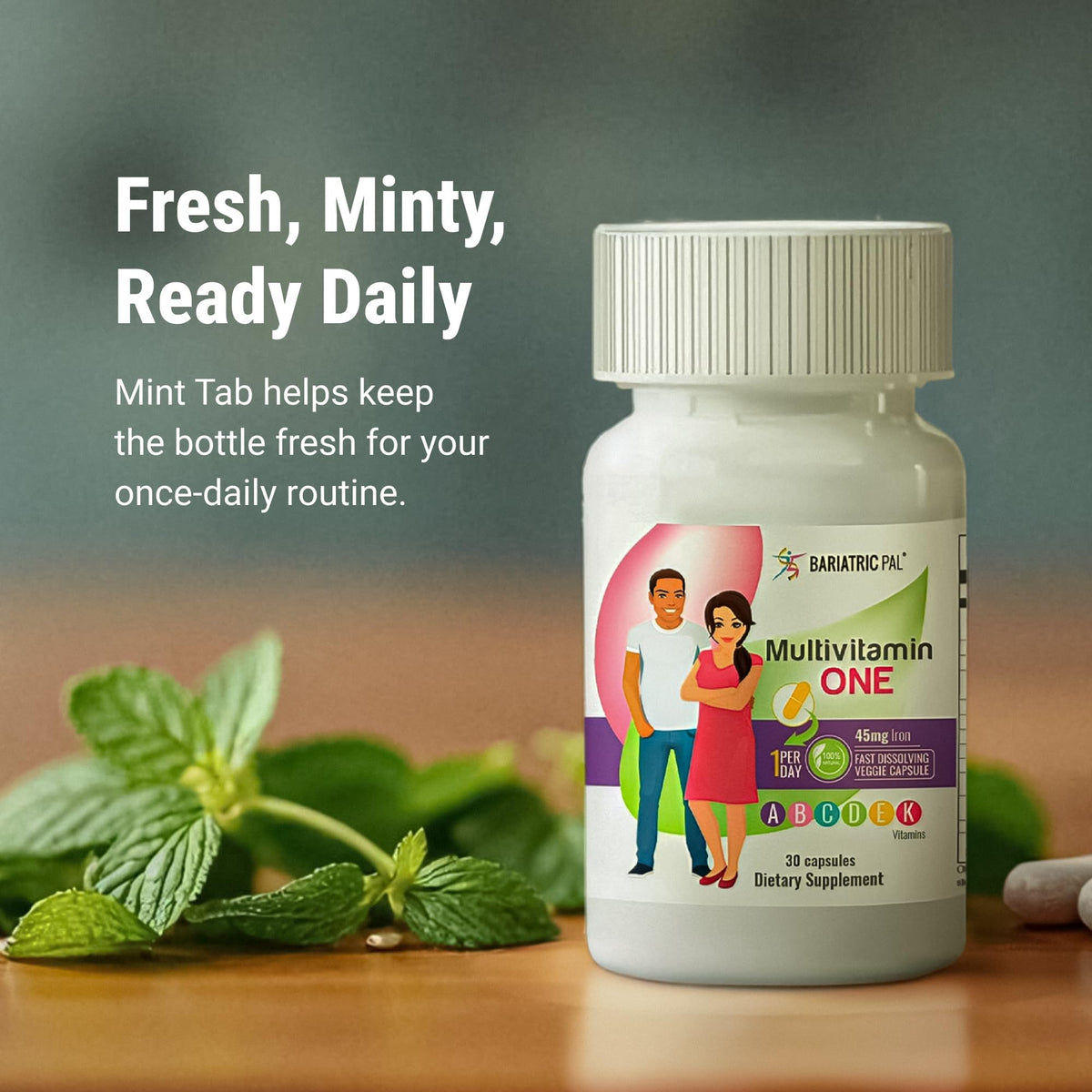 BariatricPal Multivitamine Bariatrie capsules sur une table