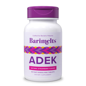 BariMelts ADEK 60 comprimés devant un fond neutre
