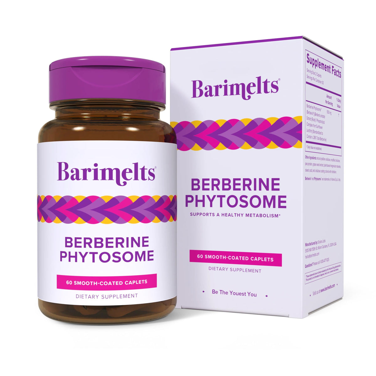 BariMelts Berbérine Phytosome 550 mg comprimés smooth-coated devant