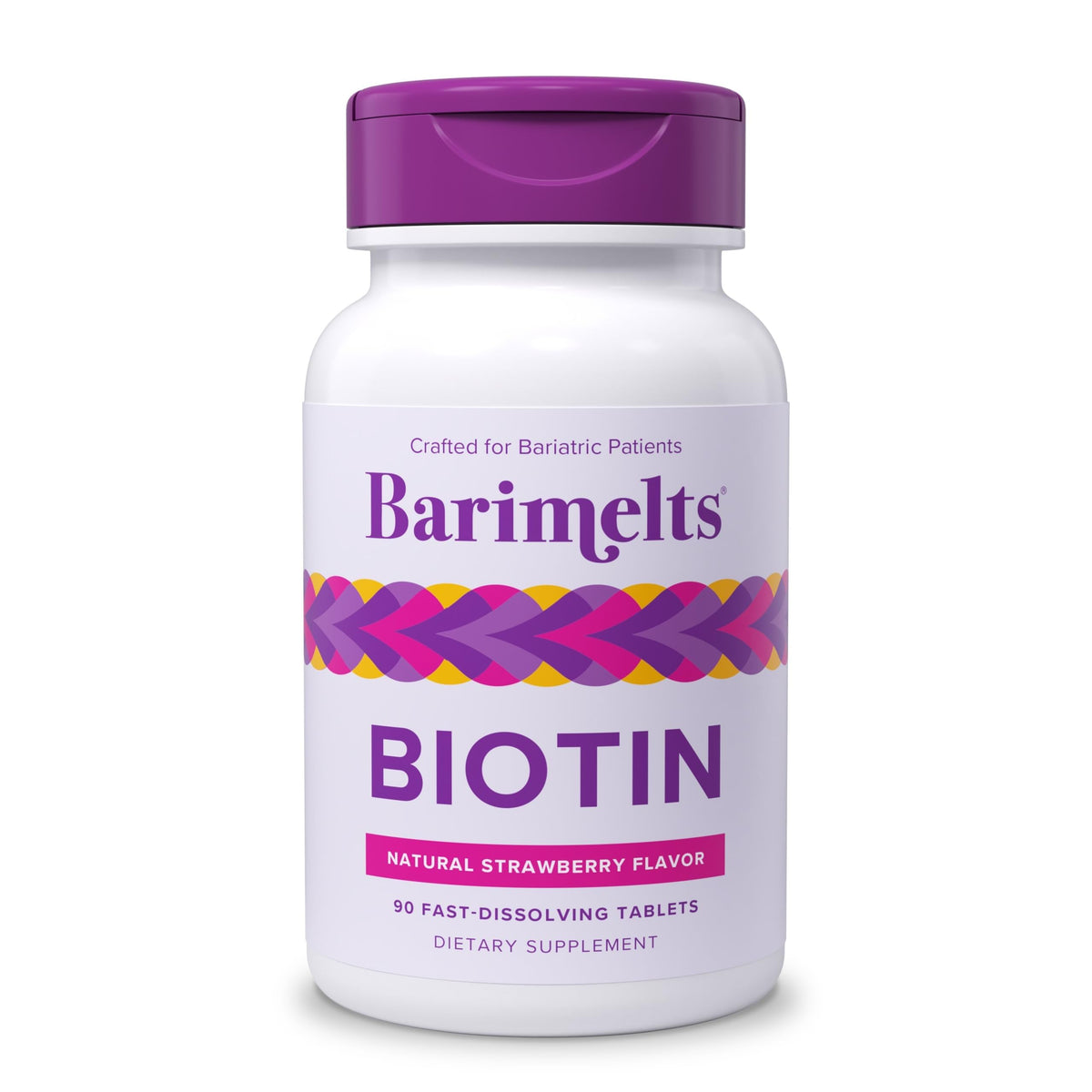 BariMelts Biotin 5000 mcg 90 comprimés en boîte vue de face