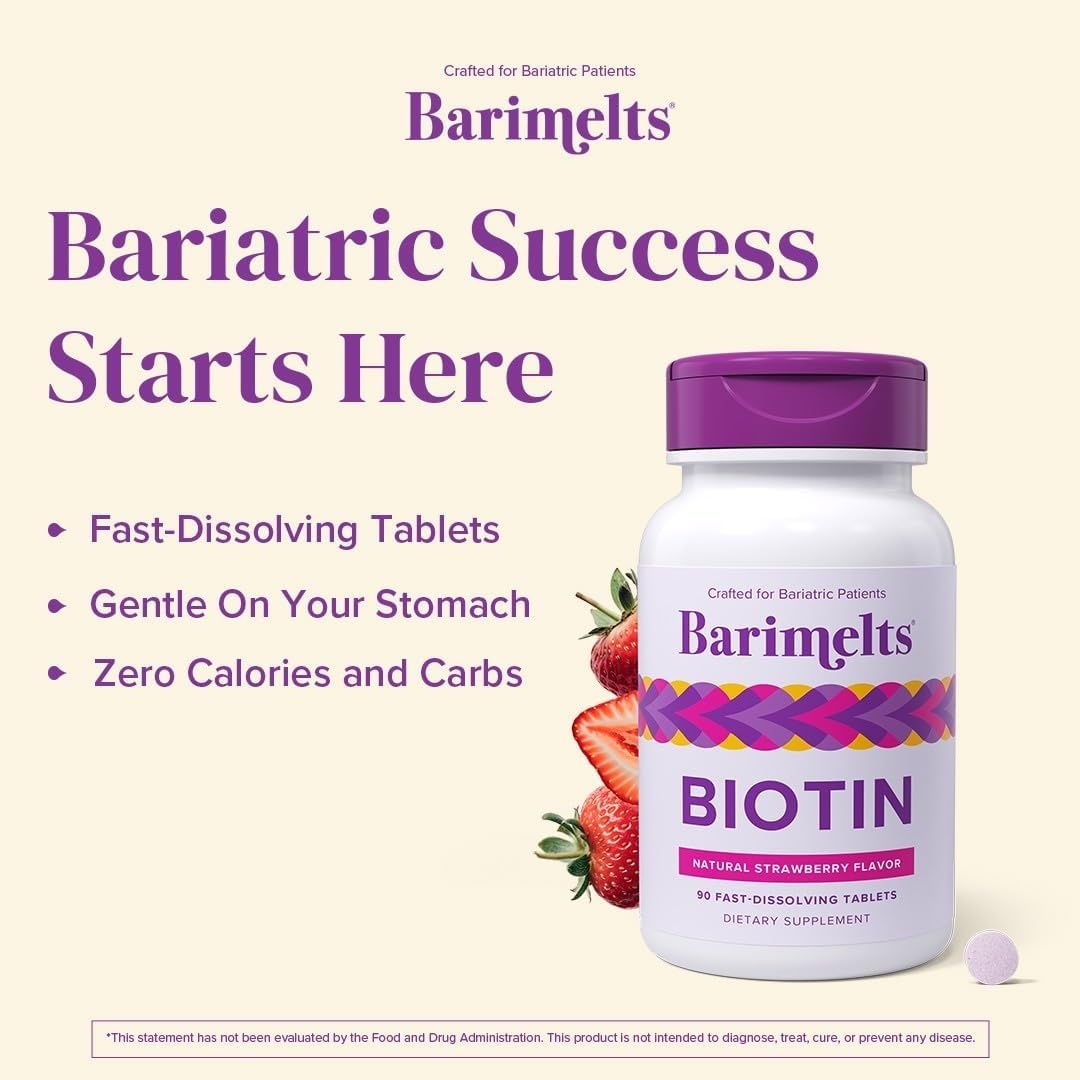 BariMelts Biotin 5000 mcg comprimés dans une main