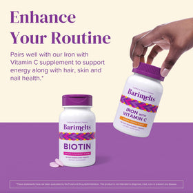 BariMelts Biotin 5000 mcg comprimés sur une table