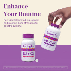 BariMelts D3 & K2 comprimés avec des étiquettes de contenu nutritionnel