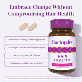 BariMelts Hair Health Plus caplets sur une surface
