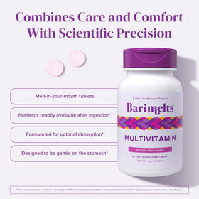 BariMelts Multivitamine 180 comprimés avec étiquette visible