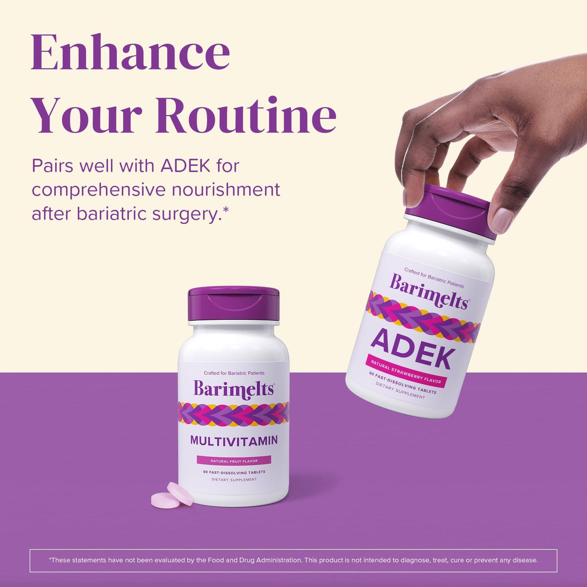 BariMelts Multivitamine avec un verre d'eau