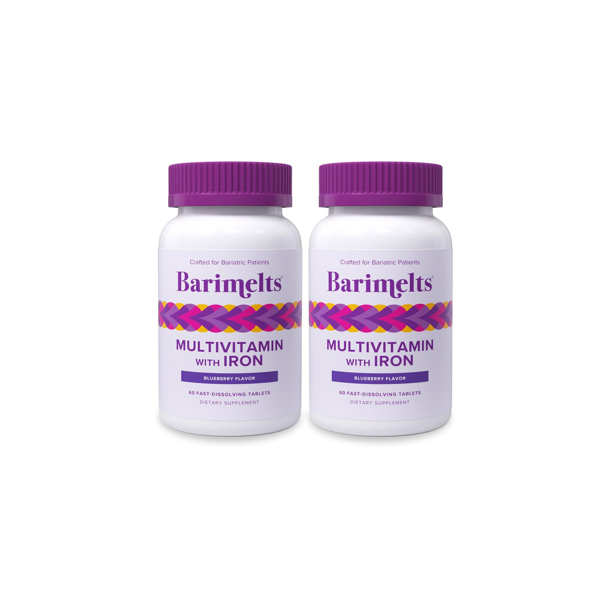 BariMelts Multivitamine Bariatrie Femme 120 comprimés goût myrtille, vue de face