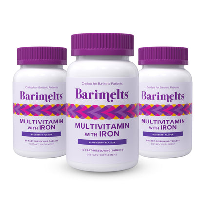 BariMelts Multivitamines 180 comprimés saveur myrtille avant vue