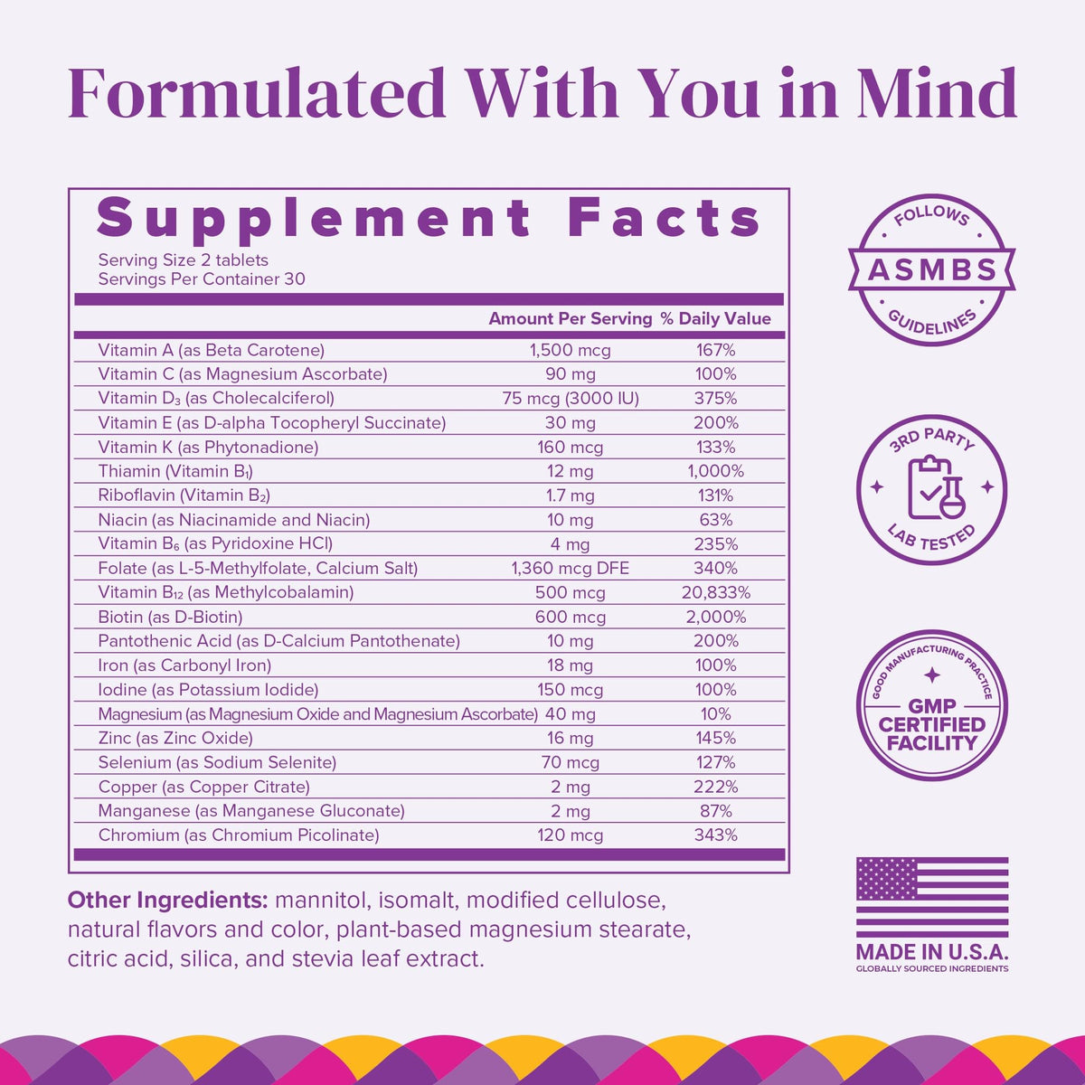 BariMelts Multivitamines au goût fruité, emballage