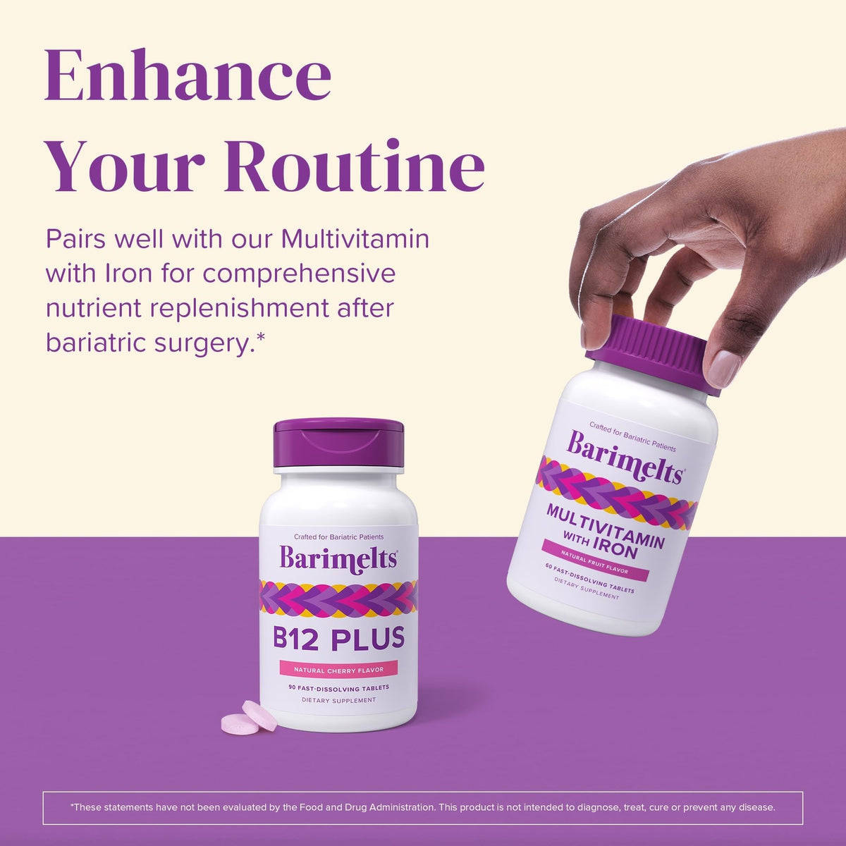 BariMelts Vitamine B12 Plus 270 comprimés, vue de dessus