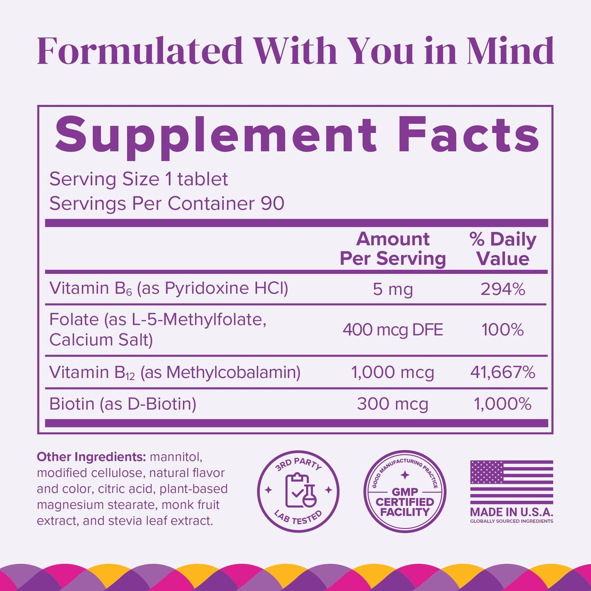 BariMelts Vitamine B12 Plus avec comprimés fondants, présentation des comprimés